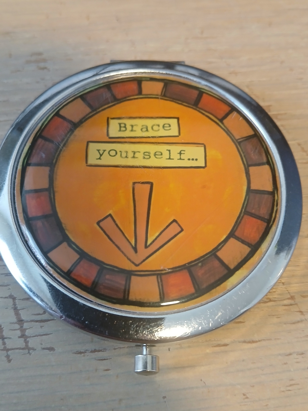 Brace Yourself Orange Compact Mirror